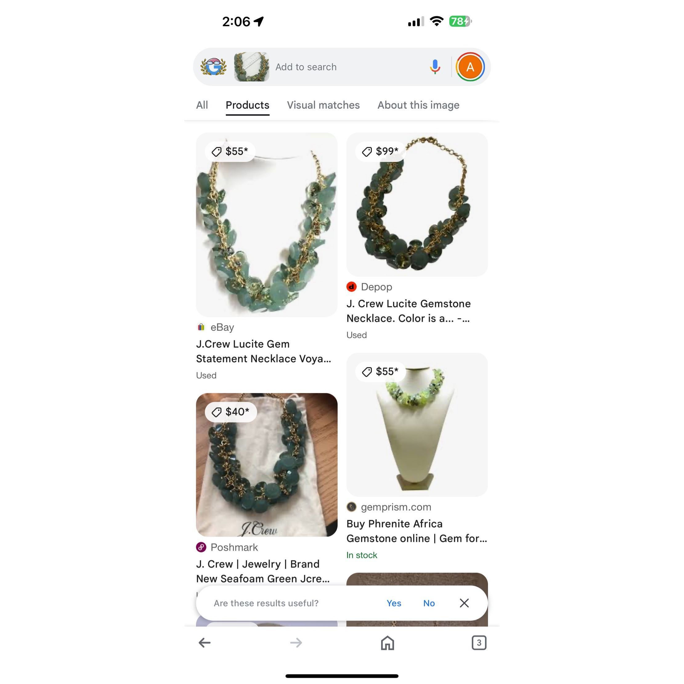 J.Crew J. CREW Designer Green Lucite Chunky Seafoam Acrylic Bead St Size ONE SIZE - 2 Thumbnail