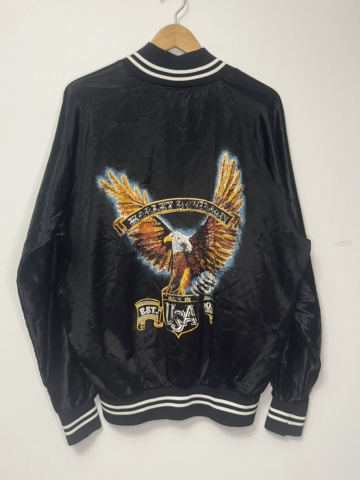 Harley Davidson Harley Davidson Satin Zip Up Jacket 1970’s Size XL Vintage Size US XL / EU 56 / 4 - 1 Thumbnail