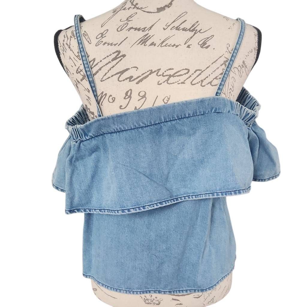 Asos Asos Women's Size 6 Blue Denim Off Shoulder Cami Blouse Size M / US 6-8 / IT 42-44 - 2 Thumbnail