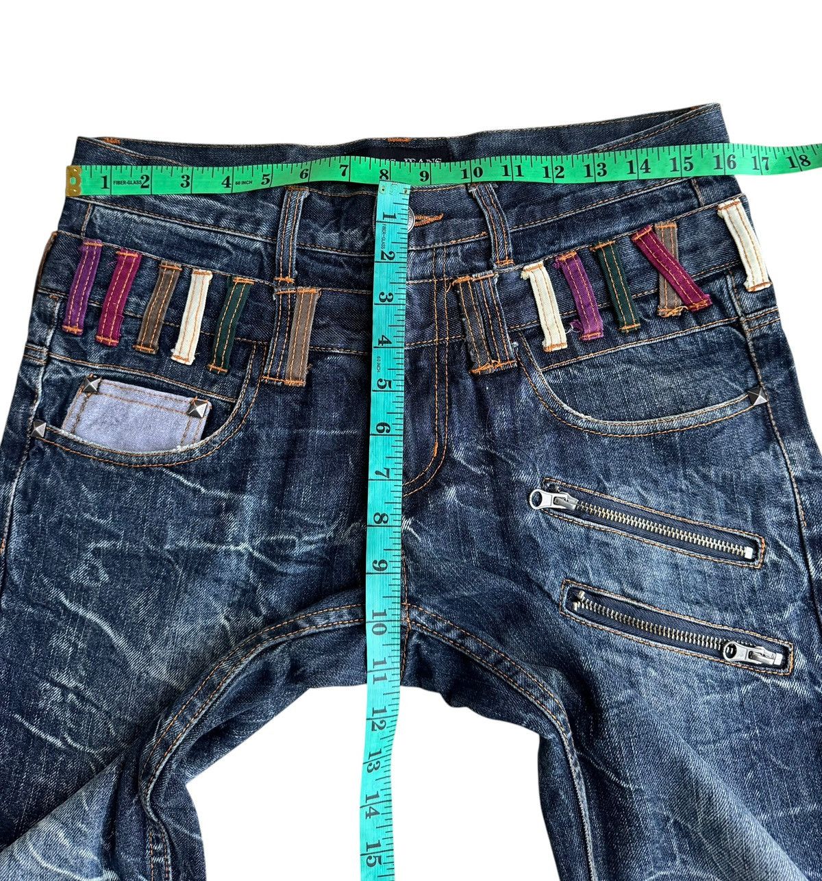 Japanese Brand 🔥Japanese Brand Nylaus Double Waist Distressed Denim Jeans Size US 32 / EU 48 - 12 Thumbnail