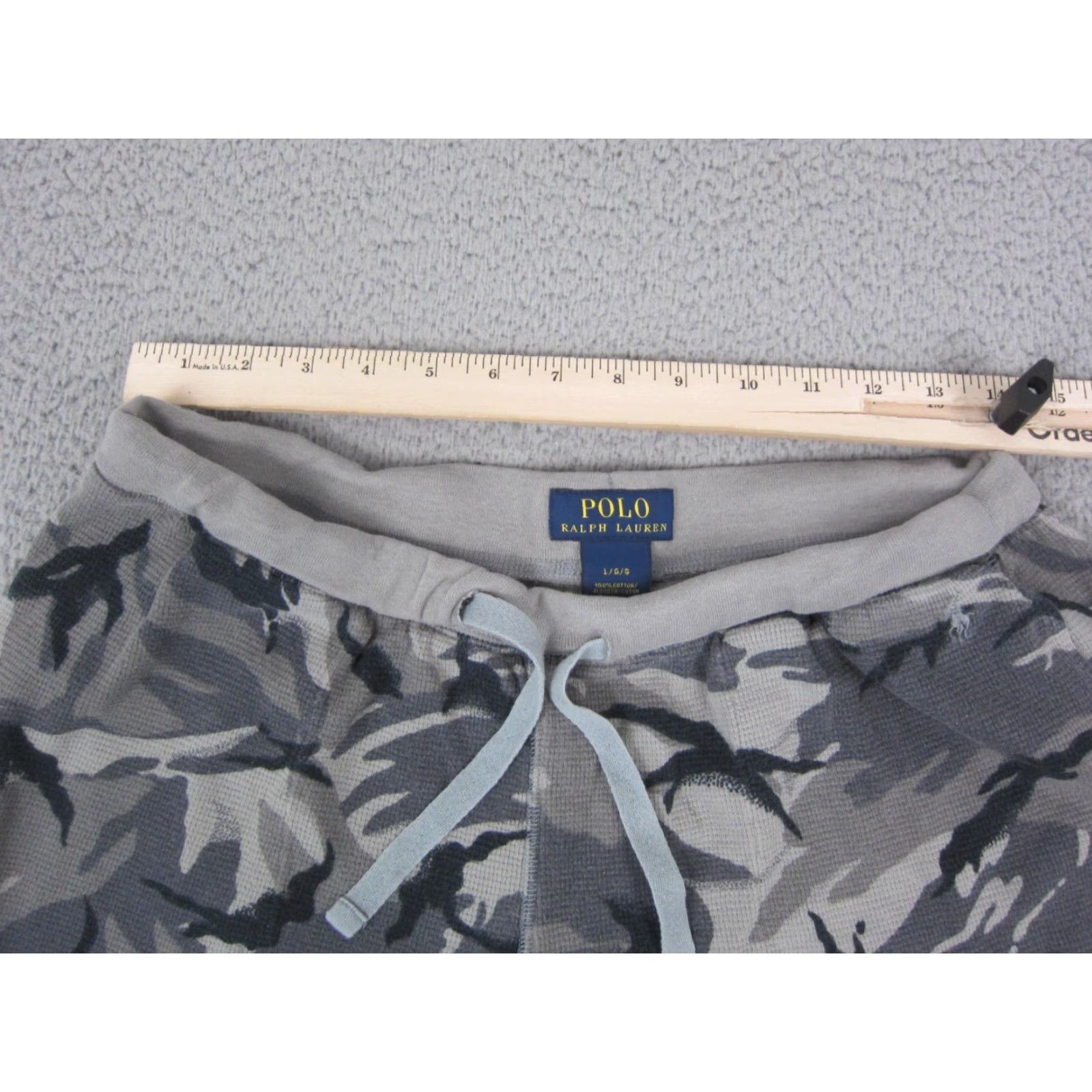 Polo Ralph Lauren Polo Ralph Lauren Pants Mens Large Gray Camo Waffle Knit Jogger Sweat Athletic Size US L / EU 52-54 / 3 - 4 Thumbnail