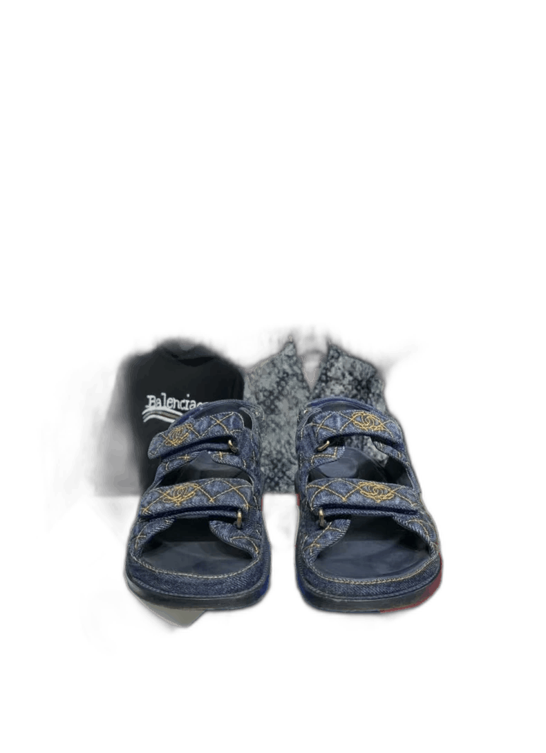 Chanel Chanel Denim Embroidered Sandals in Size 36 Size US 6 / IT 36 - 1 Thumbnail