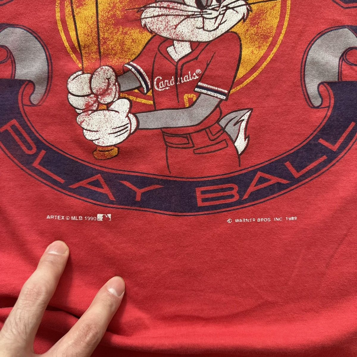 Vintage 1990 Bugs Bunny St. Louis Cardinals MLB Vintage Looney Tunes Size US L / EU 52-54 / 3 - 6 Thumbnail