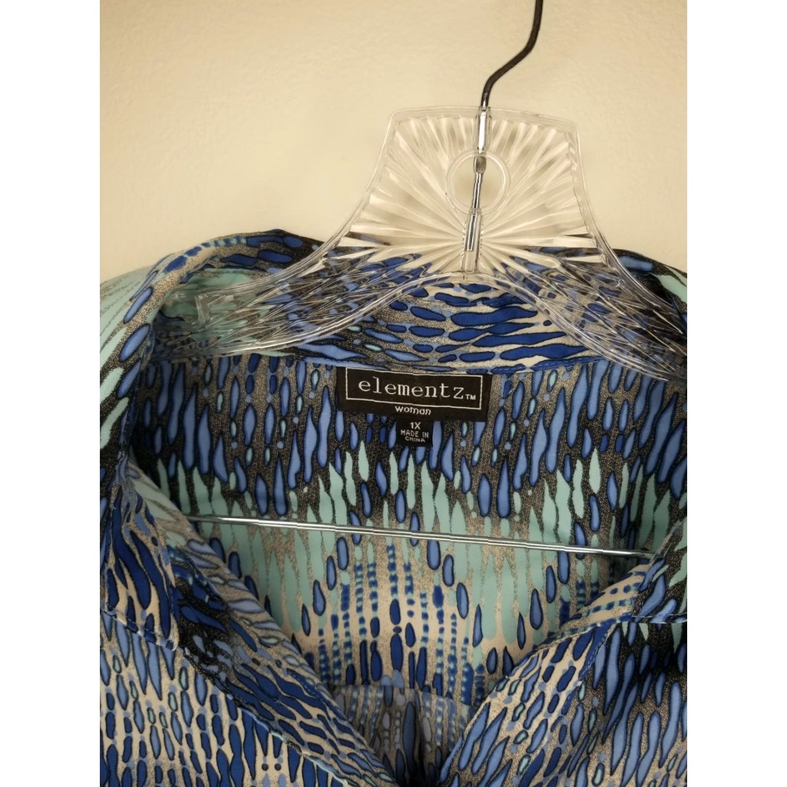 Element ELEMENTZ Blouse Women 1X Multicolor Blue Teal Size 1X Womens Blouse 1X Multicolor Teal Blue Size XL / US 12-14 / IT 48-50 - 2 Thumbnail