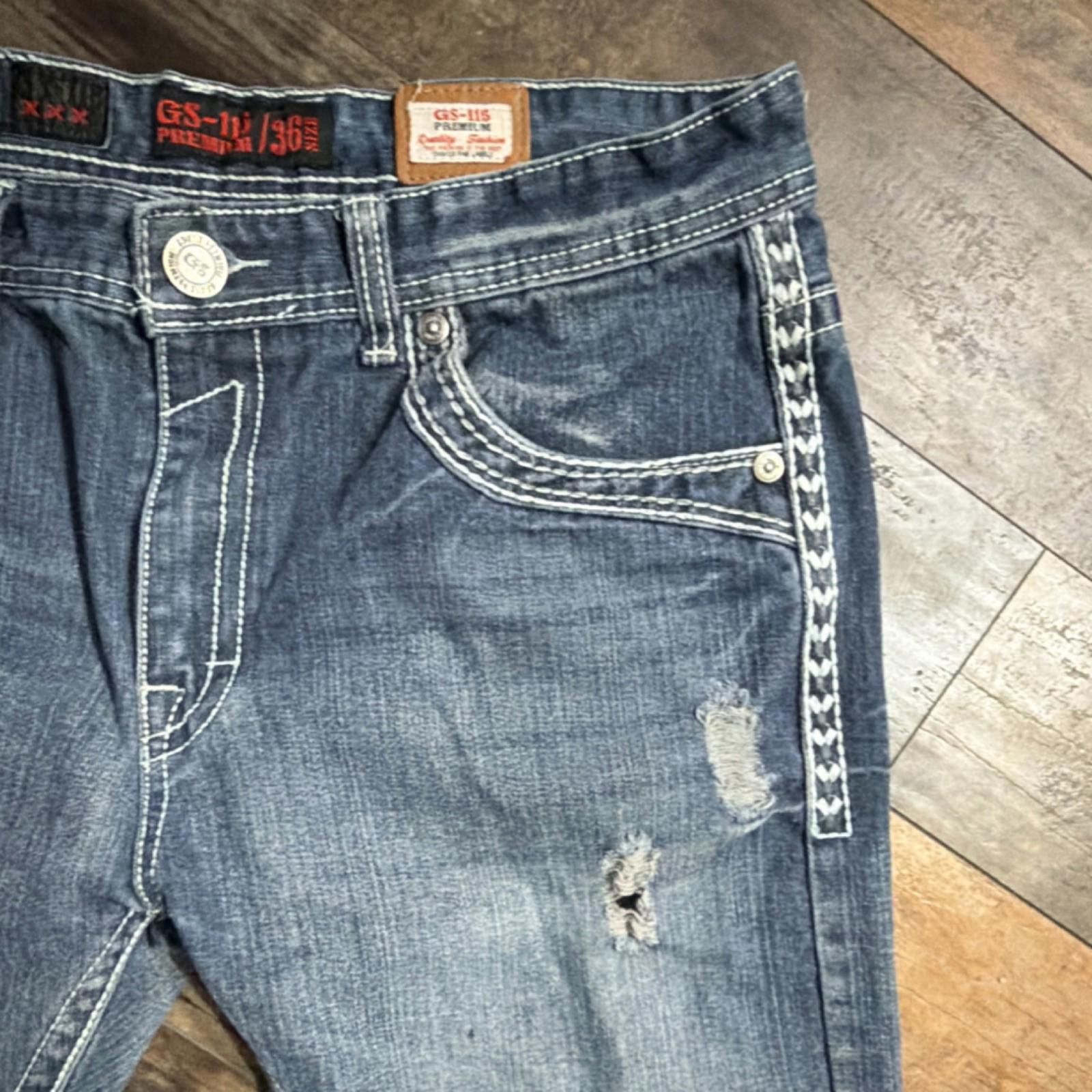 Other GS-115 premium Slim Fit Jeans Distressed Men's 36x31 Size US 36 / EU 52 - 7 Thumbnail