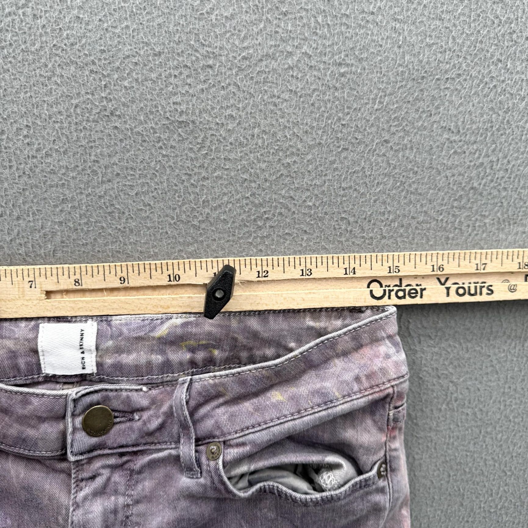 Denime Rich & Skinny Jeans Womens 29 Gray Marble Wash Low Rise Straight Stretch Denim Size 29" - 6 Thumbnail