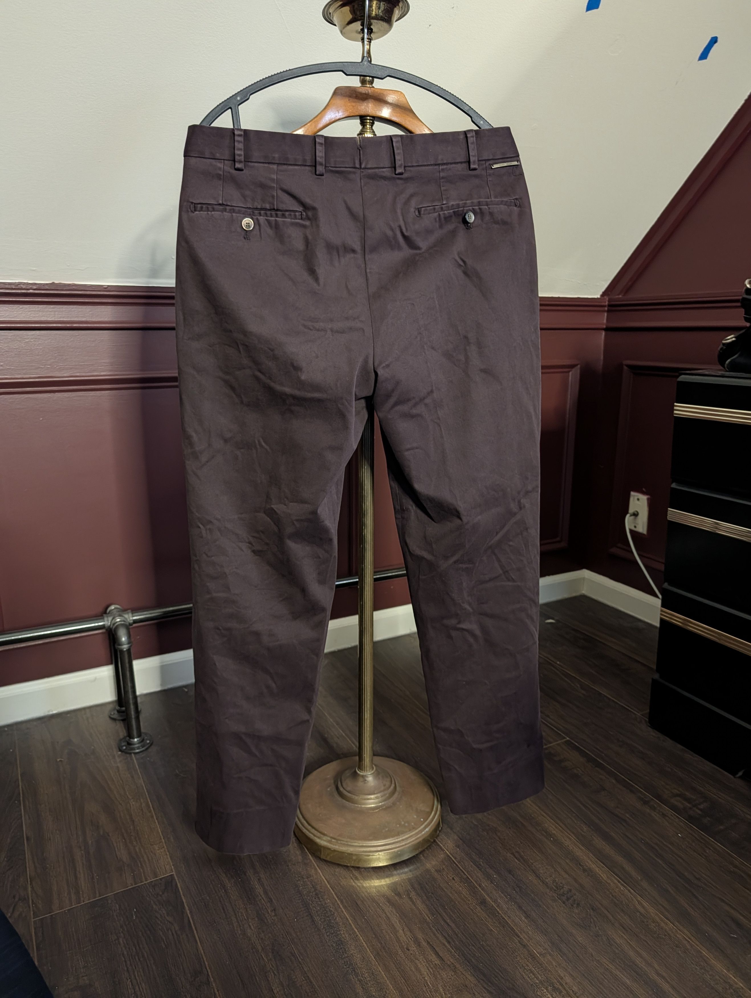 Hiltl Perfetto brown/purple cotton chino pants 34 Size US 34 / EU 50 - 6 Thumbnail