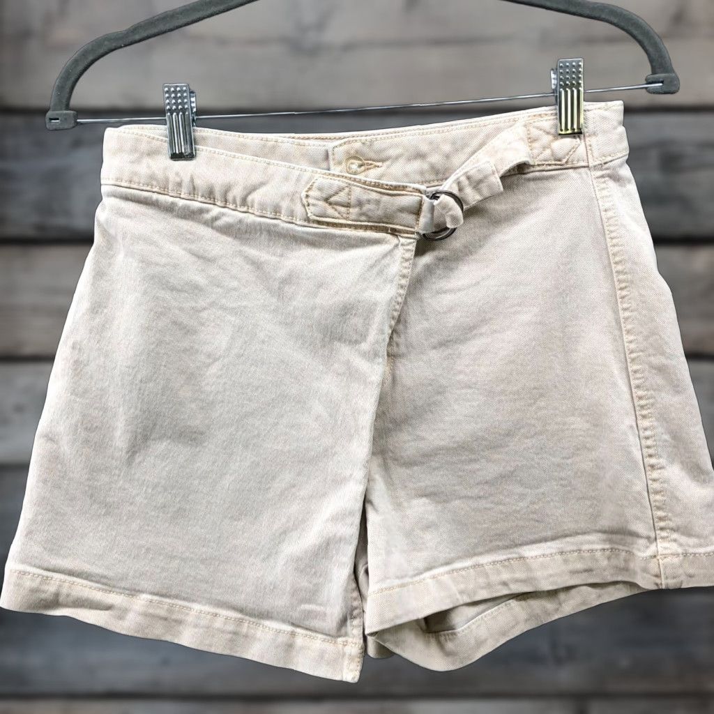 American Eagle Outfitters American Eagle Outfitters Skort Women 0 Beige Denim Wrap Mini Super Stretch Roll Cuff Size 25" / US 0 / IT 36 - 1 Thumbnail