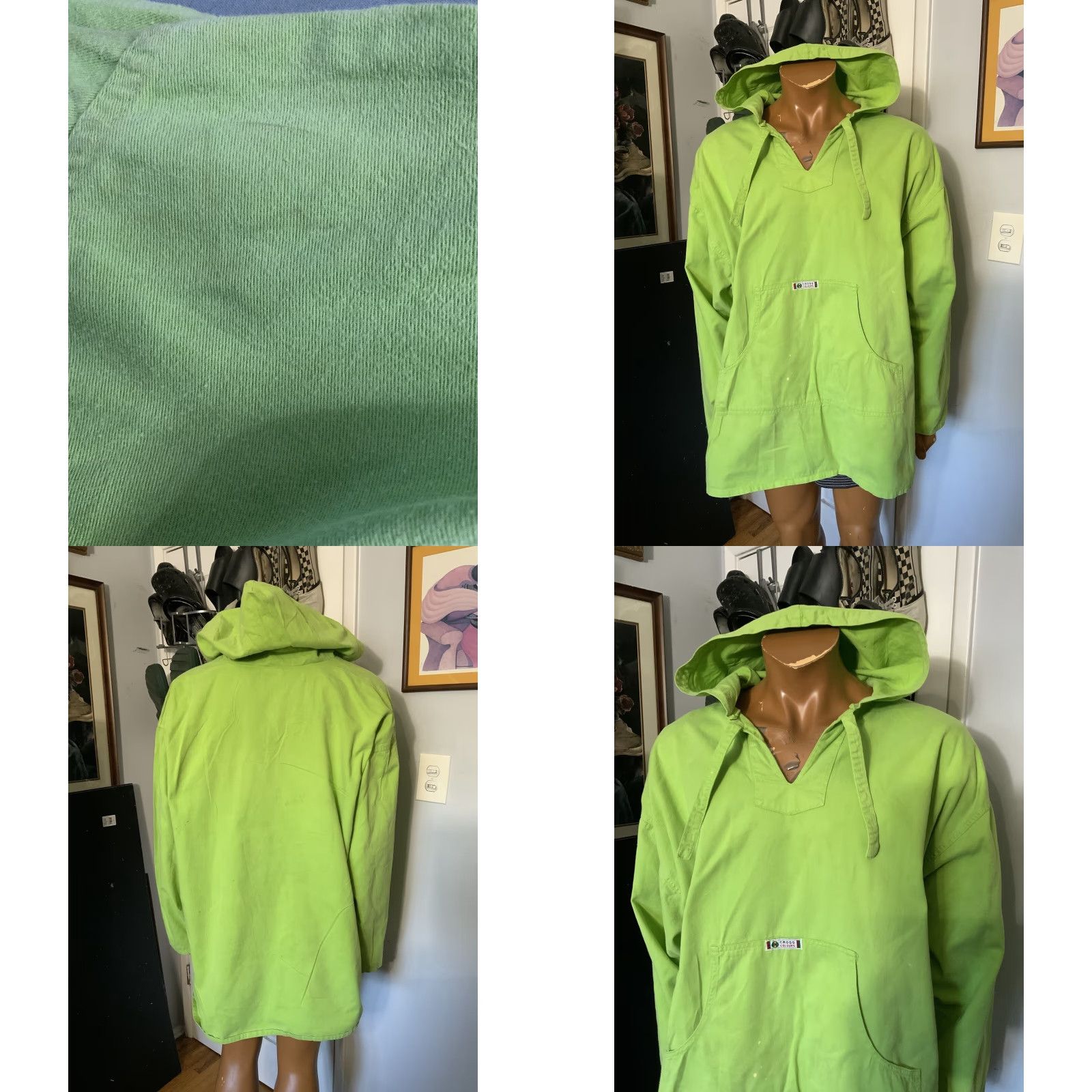 Vintage VINTAGE Cross Colours YA Dig Baja Poncho Green Hip Hop Pullover Hoodie Sz. 3 Mens 90s Staining Used Regular Size 3 Hoodie Size US S / EU 44-46 / 1 - 8 Thumbnail