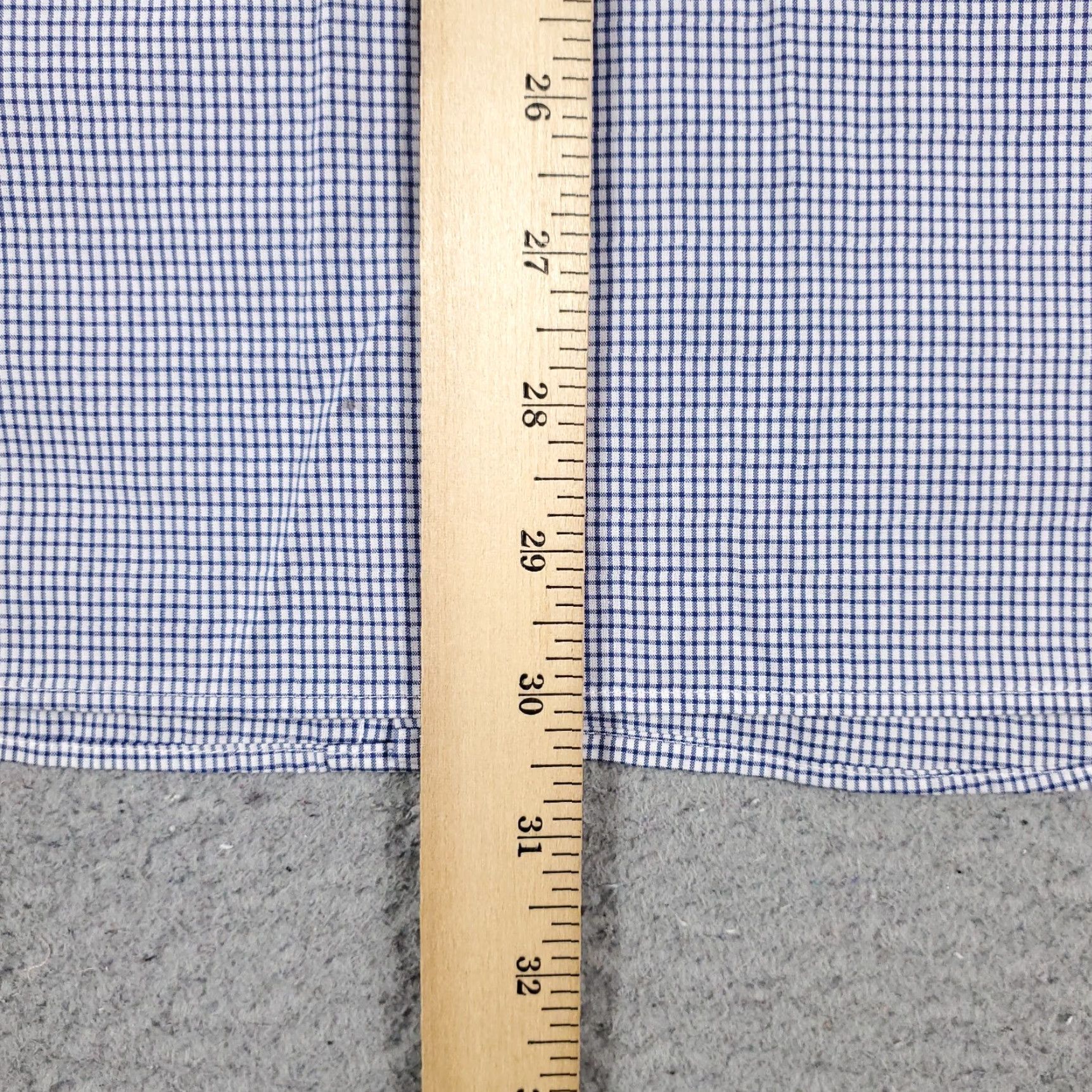 Tommy Hilfiger Tommy Hilfiger Shirt Mens 17.5 Blue Check Dress Button Up Long Sleeve - Classic American Preppy Business Casual Dress Shirt Mens 17.5 Navy Blue Size 46R - 4 Thumbnail
