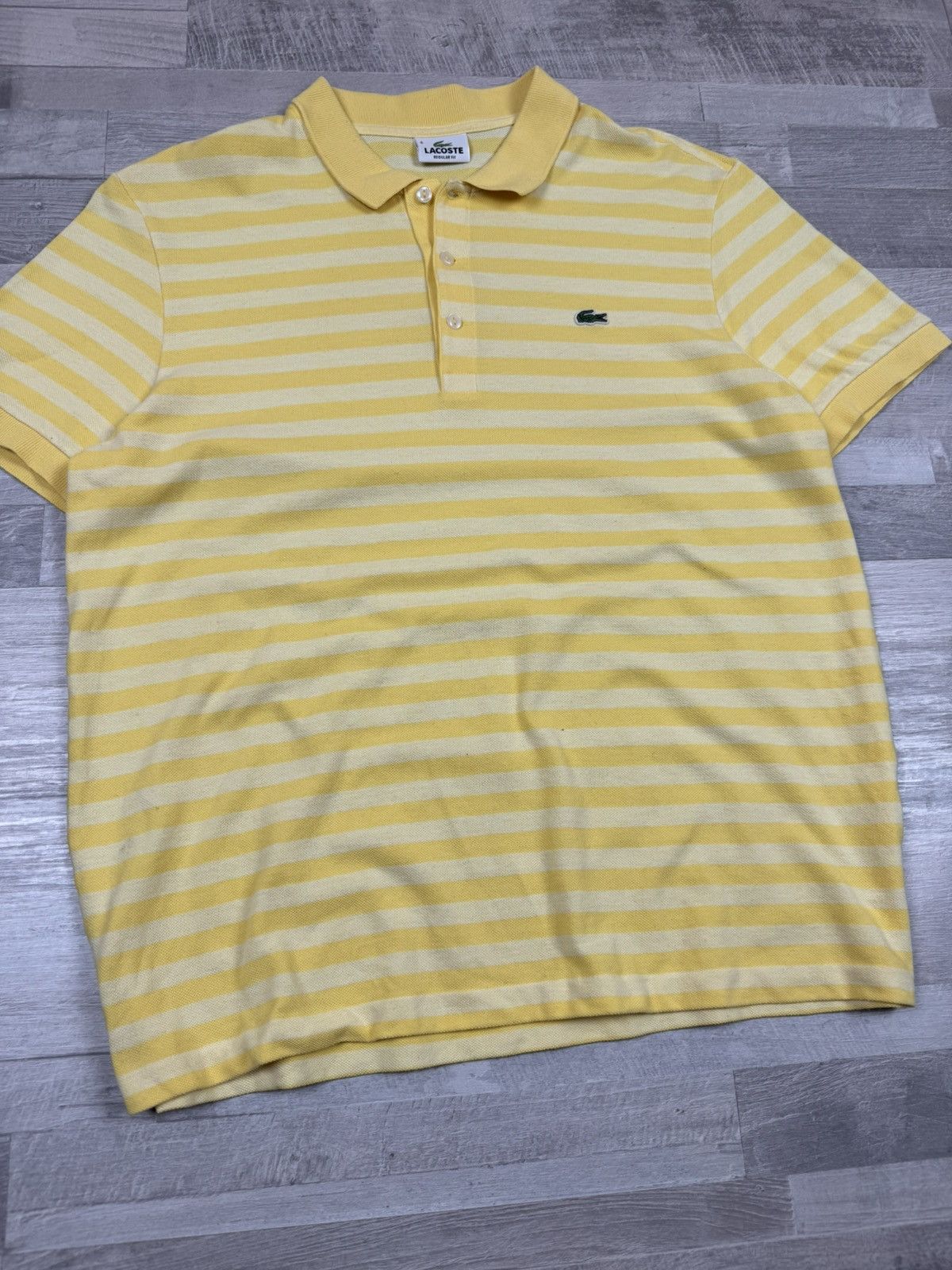 Lacoste Lacoste Yellow Striped Polo T shirt Mens Size US L / EU 52-54 / 3 - 4 Thumbnail