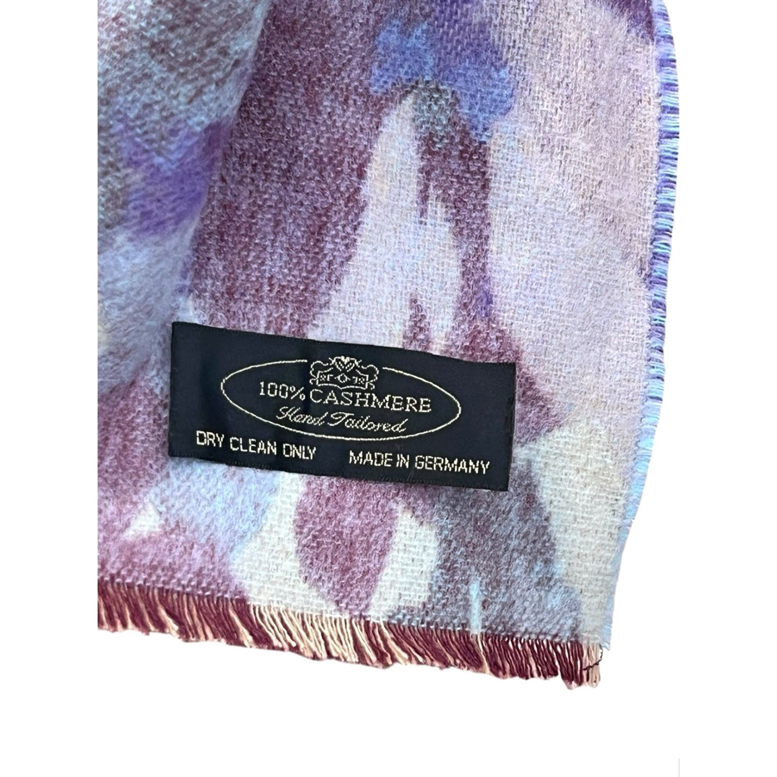 Vintage VINTAGE German 100% Cashmere Hand Tailored Floral Pink Blue Purple Scarf 11x68 Size ONE SIZE - 5 Thumbnail