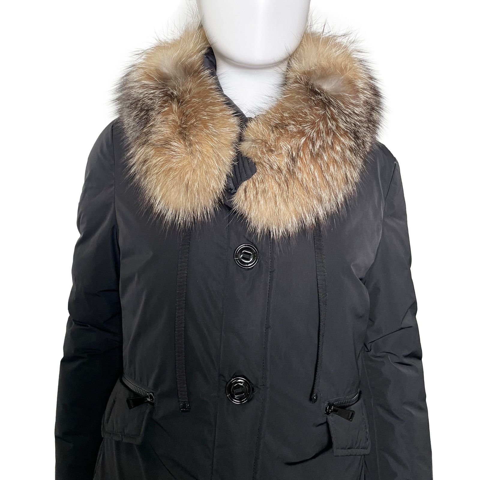 Moncler Black Puffer Fur Trim Size M / US 6-8 / IT 42-44 - 2 Thumbnail