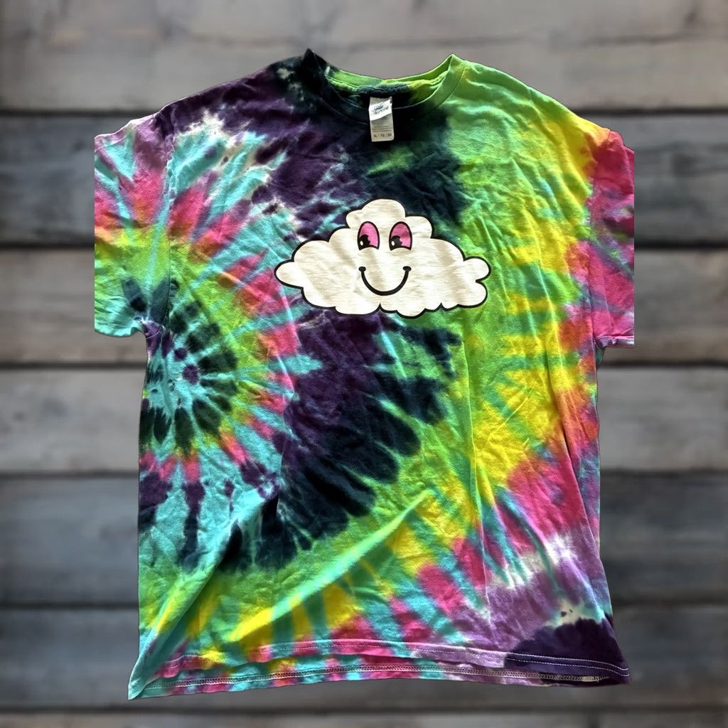 Vintage VINTAGE Smiley Cloud Shirt Tie Dye Mens XL Happy! Size US XL / EU 56 / 4 - 1 Thumbnail