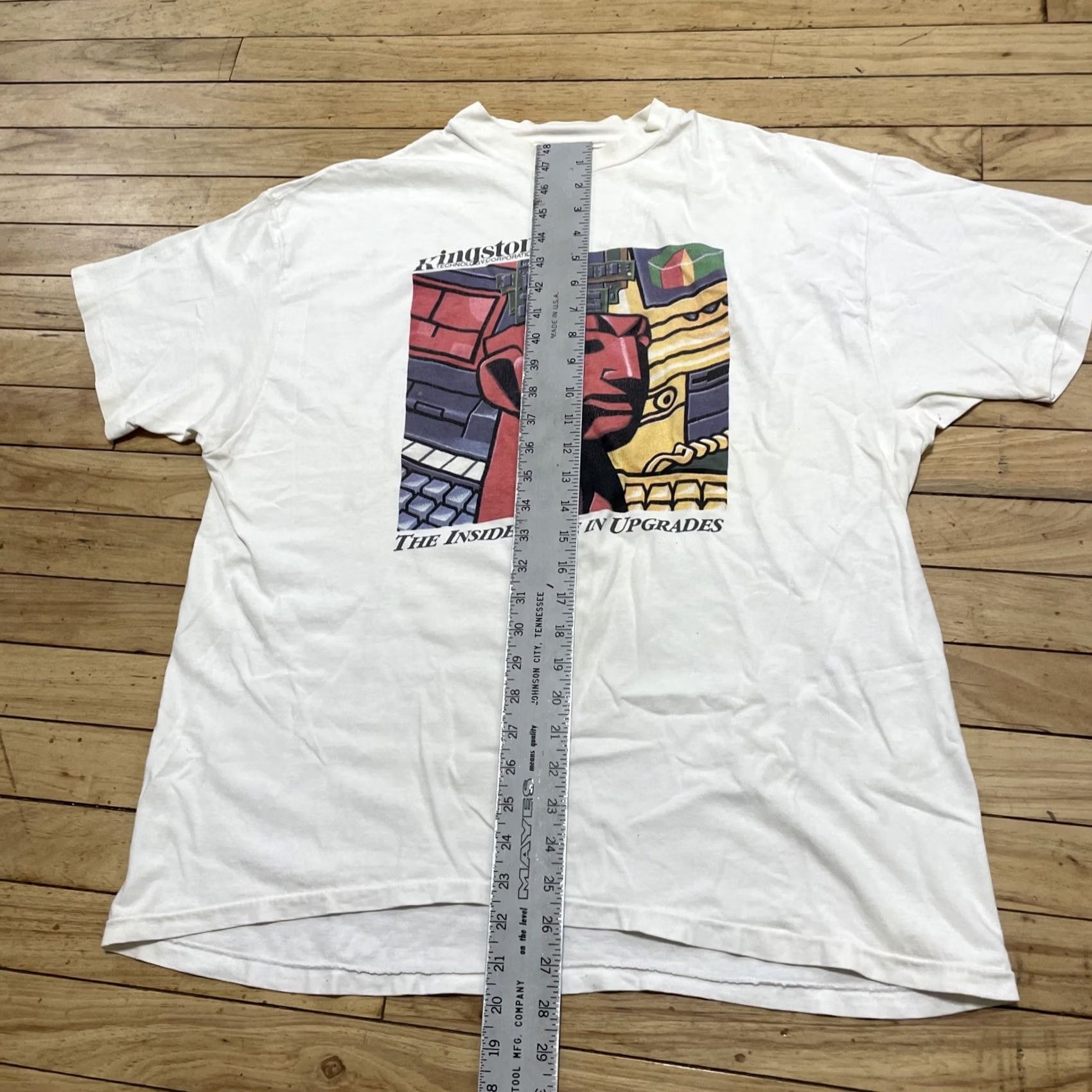 Hanes VINTAGE Kingston Technology Corp Memory White T-Shirt Men L 90s Single Stitch Graphic Print Hanes Mens Size US L / EU 52-54 / 3 - 7 Thumbnail