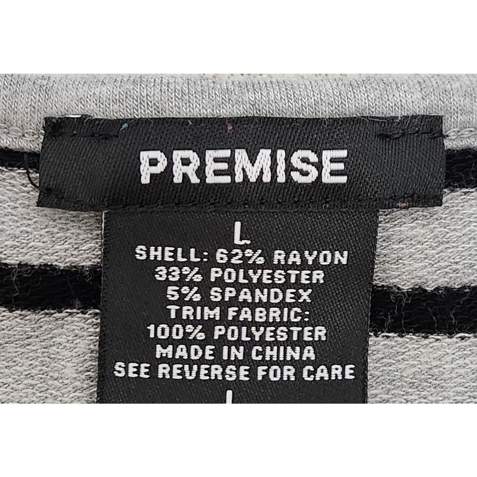 Other Premise Black Gray Striped Sheer V Insert Back Top Large Size L / US 10 / IT 46 - 5 Thumbnail