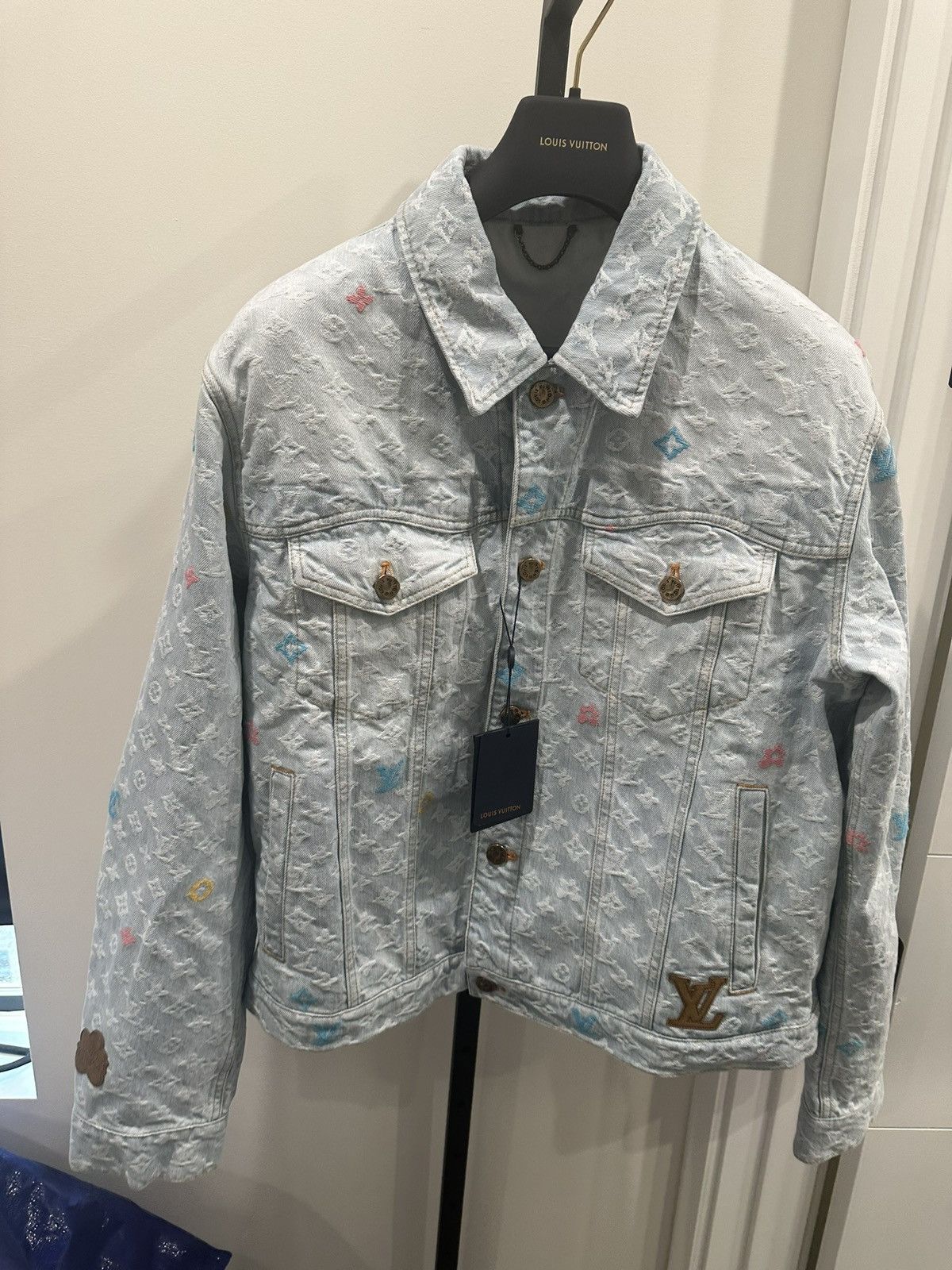 image of Louis Vuitton X Tyler The Creator Monogram Jacket in Blue, Men's (Size XL)