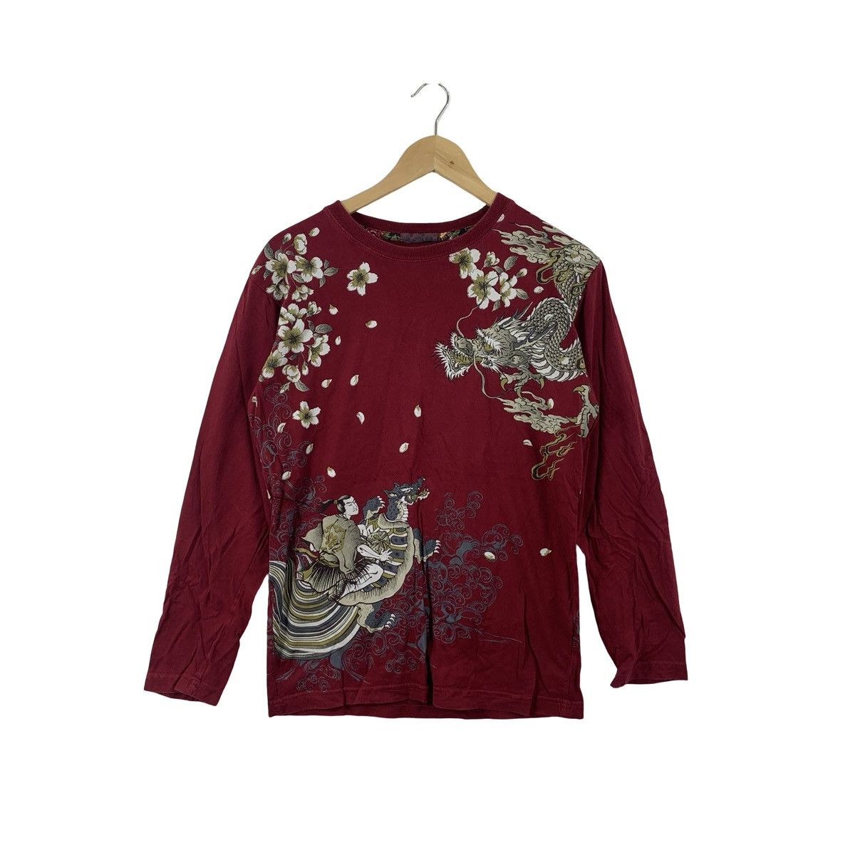 Vintage Vintage JAPANESE DRAGON & GEISHA Graphic Long Sleeve Tee Size M / US 6-8 / IT 42-44 - 1 Thumbnail