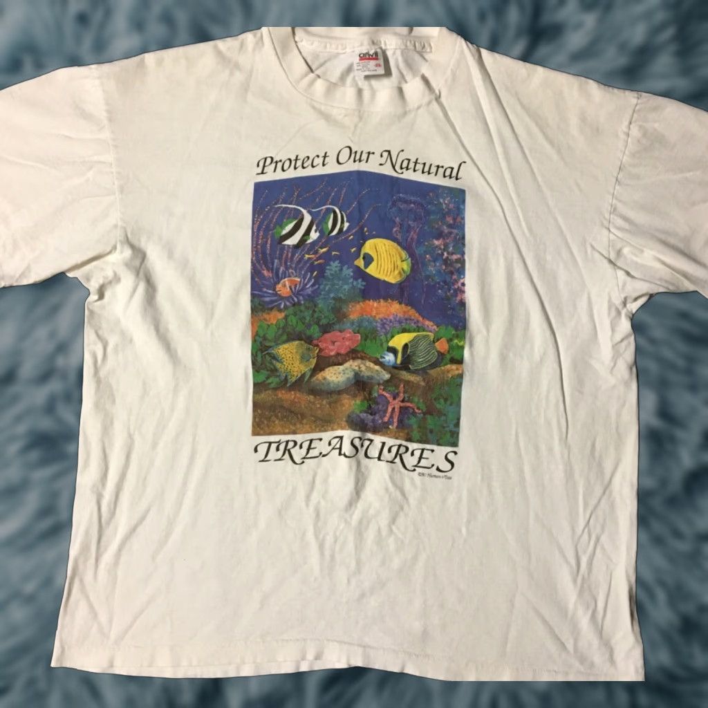 Vintage VINTAGE 90s Protect Our Ocean Faded Shirt XXL Single Stitch USA Nature Art Grunge Size US XXL / EU 58 / 5 - 1 Thumbnail