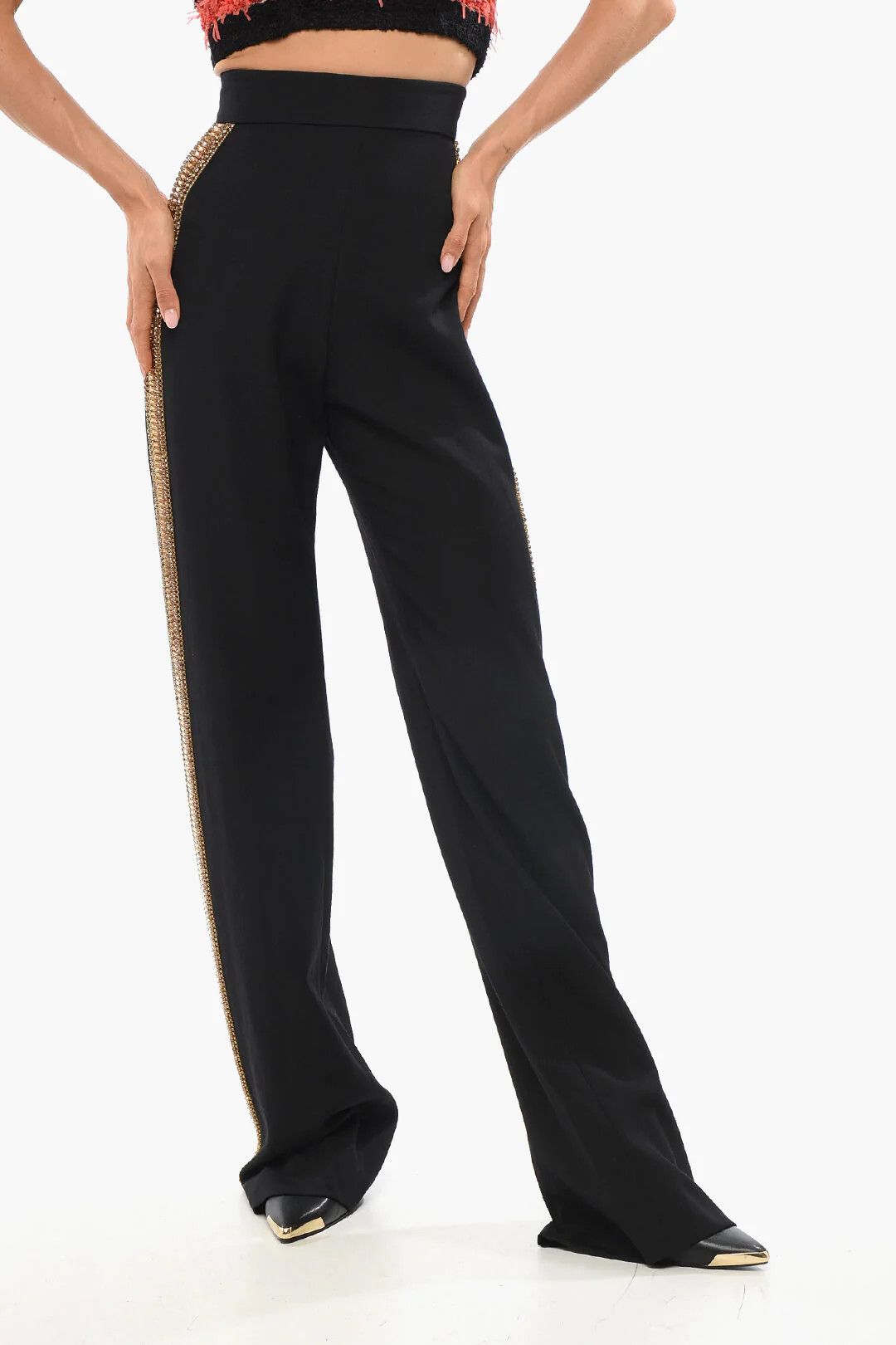 Balmain og1mm0326 High-Waisted Wool Pant in Black Size 42" / US 20 - 1 Thumbnail