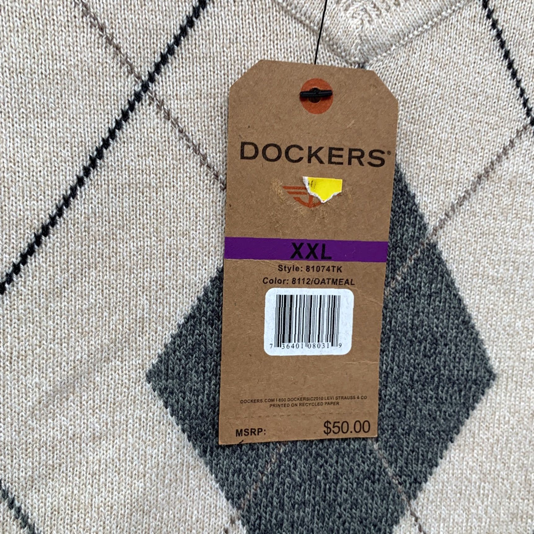 Dockers DOCKERS Argyle Sweater Vest Mens 2XL Brown Sleeveless V-Neck NWT Size US XXL / EU 58 / 5 - 3 Thumbnail