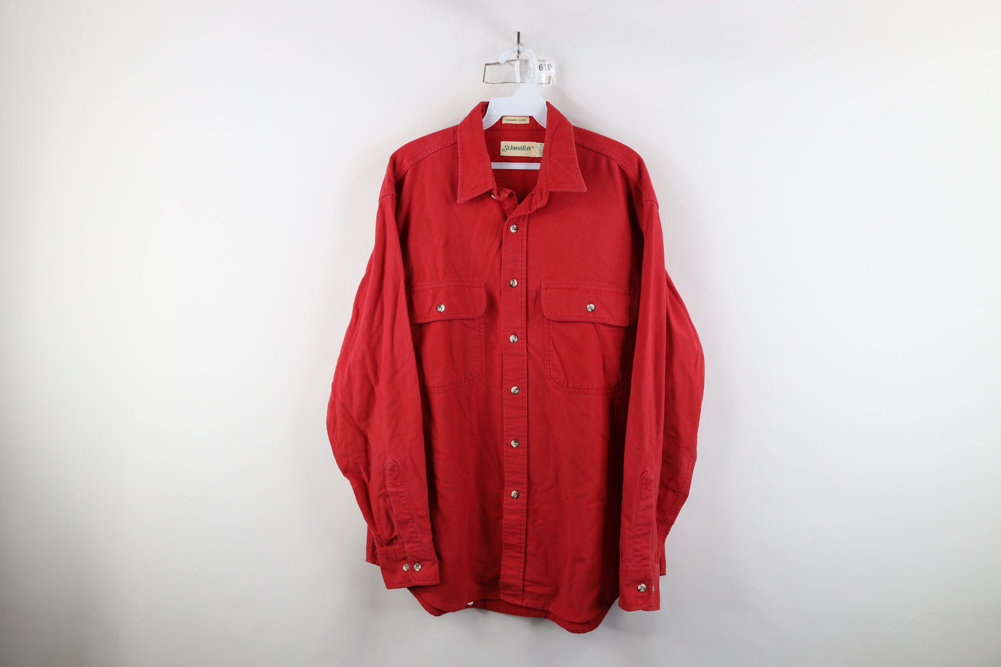 Vintage Vintage 70s Streetwear Cloth Collared Button Shirt Red Size US L / EU 52-54 / 3 - 1 Thumbnail