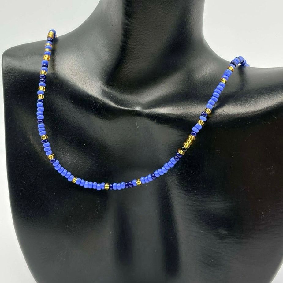 Other Blue & Gold Beaded Necklace Size ONE SIZE - 1 Thumbnail