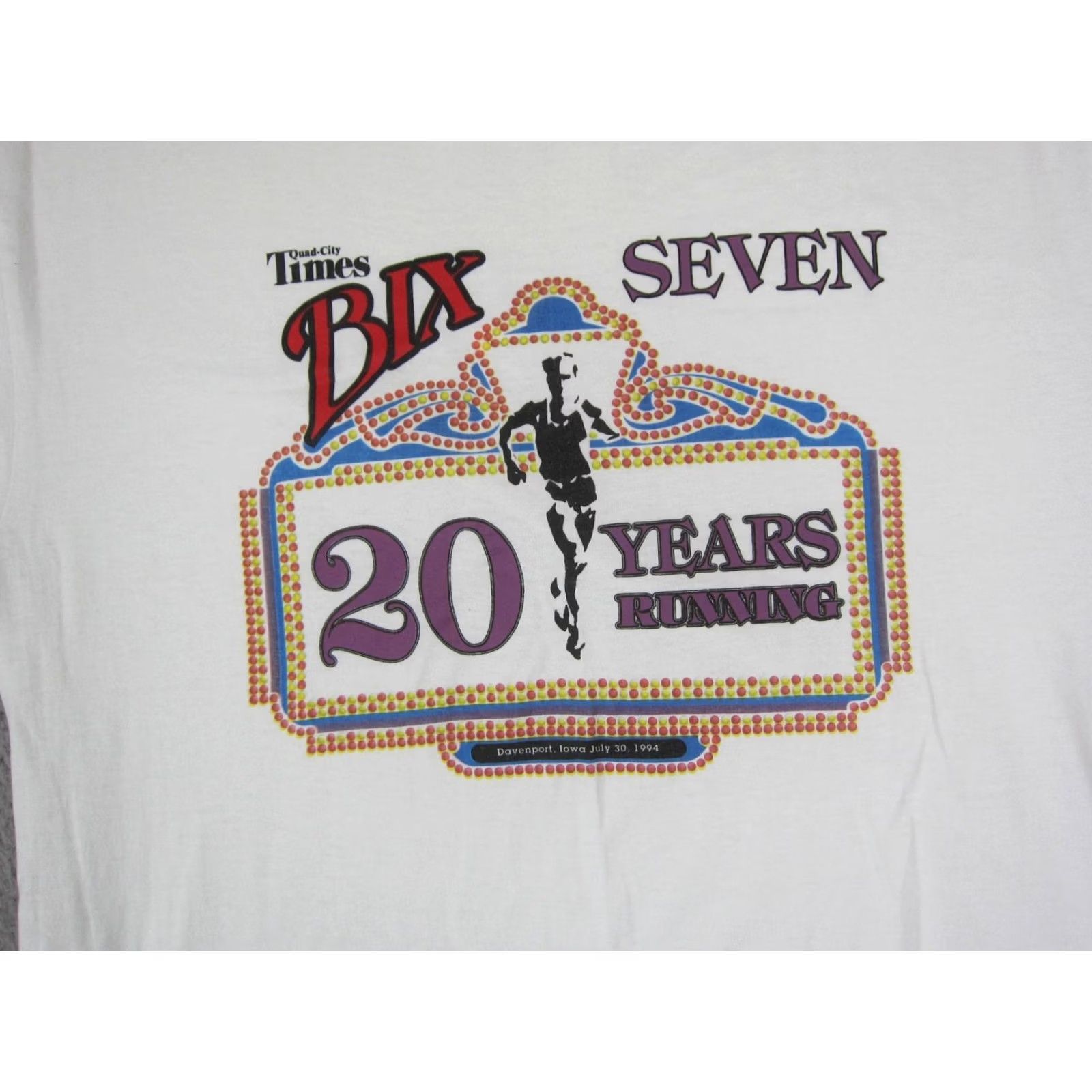 Hanes VINTAGE BIX 7 Shirt Mens Large L White 20 Years Running Marathon USA 90s Size US L / EU 52-54 / 3 - 2 Thumbnail
