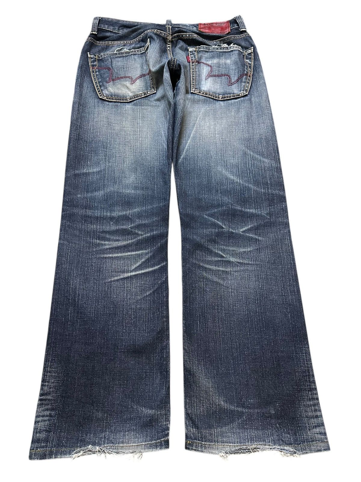 Edwin Vintage Edwin 503 Blue Trip Faded Wash Distress Baggy Jeans Size US 32 / EU 48 - 2 Thumbnail