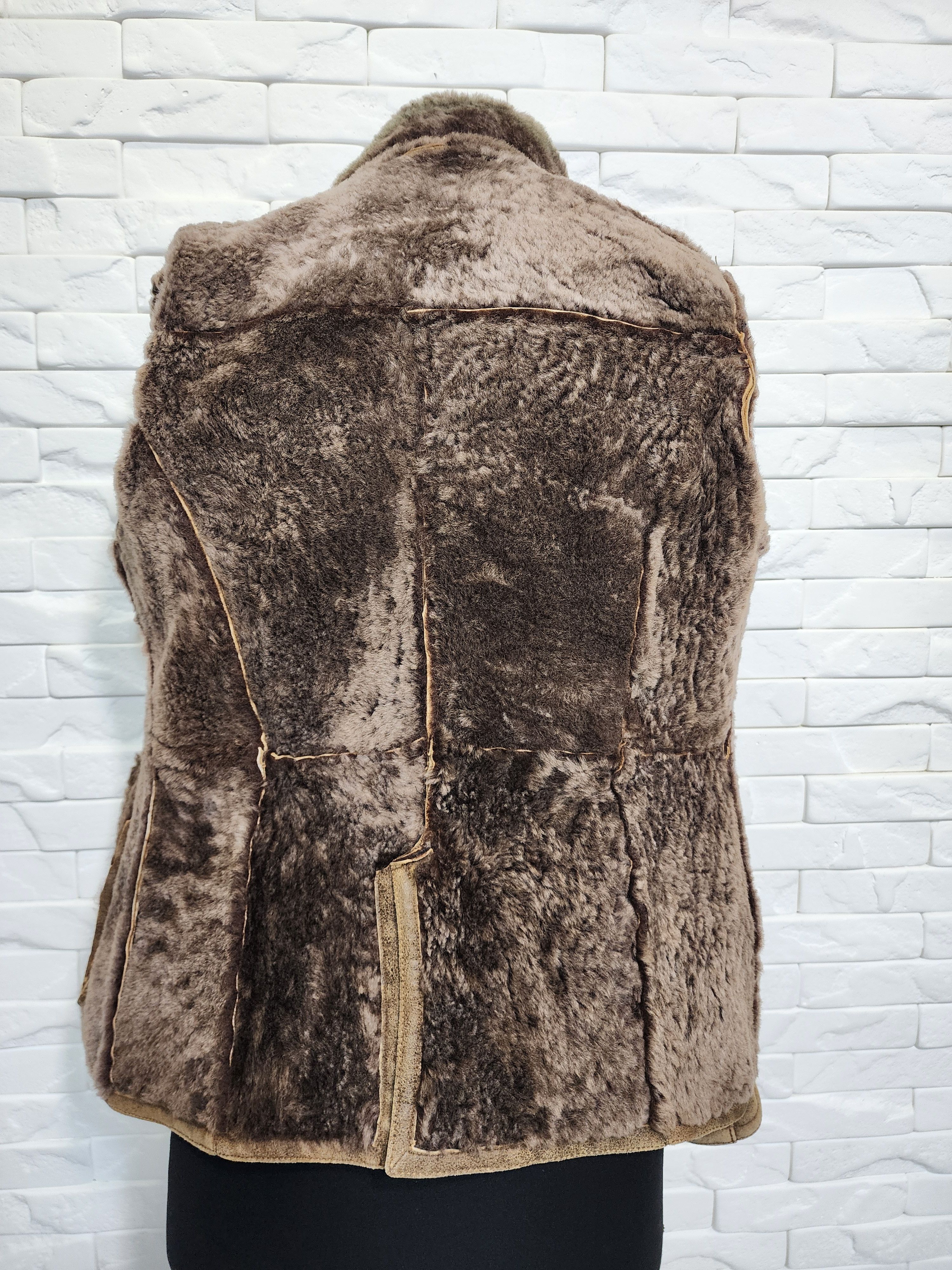 Genuine Leather Brown Sheepskin Coat: Women's Warm Genuine Fur Winter Coat Size M / US 6-8 / IT 42-44 - 7 Thumbnail