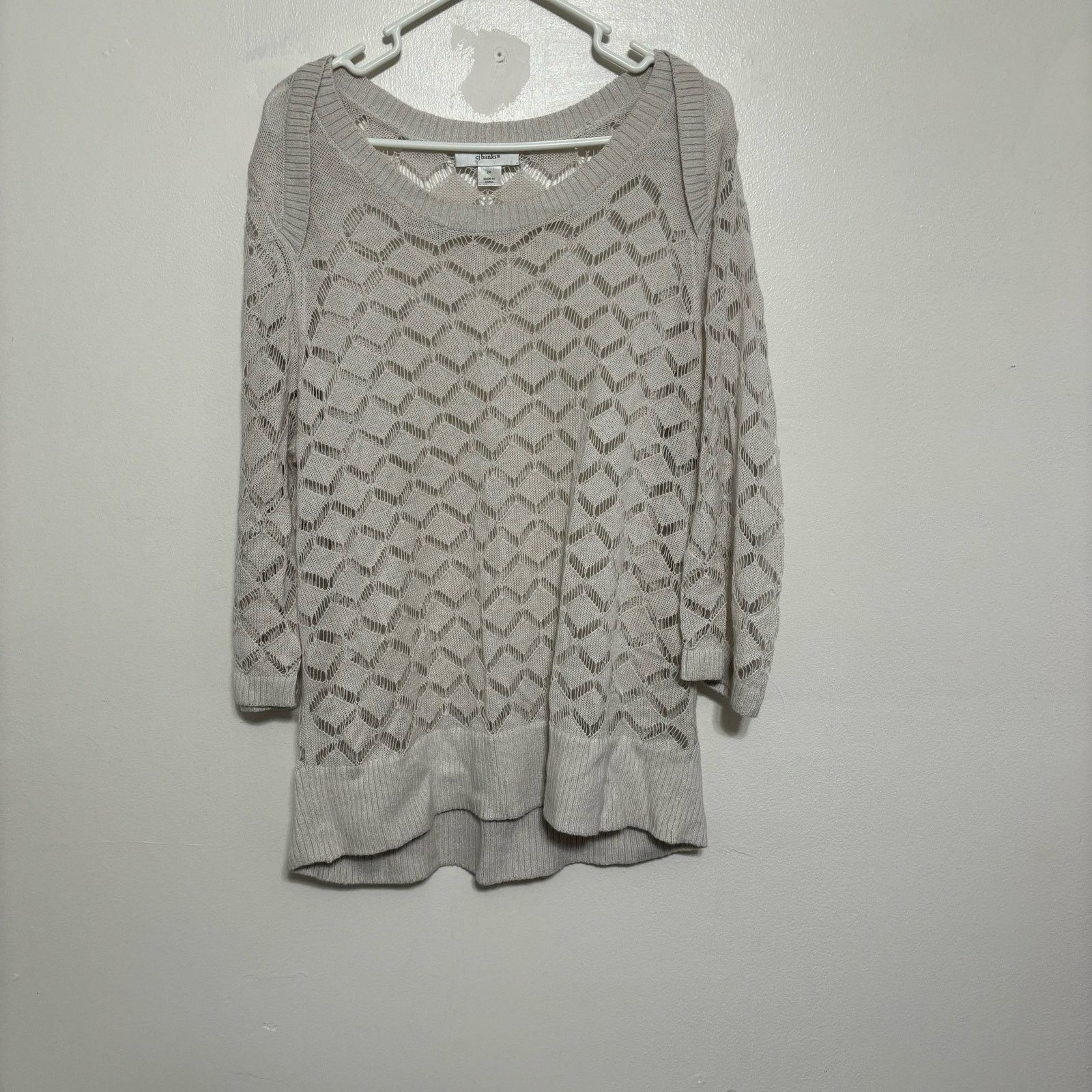 Other Cj Banks Light Gray Open Knit Sweater Size 2X Size XXL / US 16-18 / IT 52-54 - 1 Thumbnail
