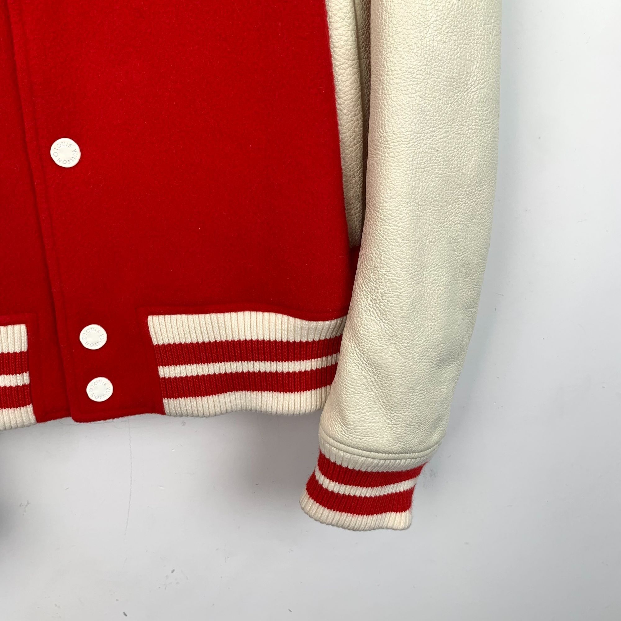 Louis Vuitton Louis Vuitton Red & White Varsity Jacket With Blue Embroider Size US M / EU 48-50 / 2 - 4 Thumbnail