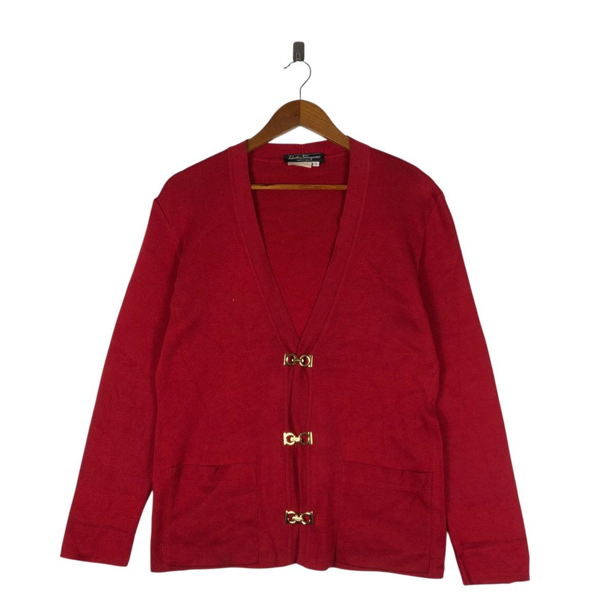 Salvatore Ferragamo SALVATO FERRAGAMO Red Cardigan Sweater Size US S / EU 44-46 / 1 - 1 Thumbnail
