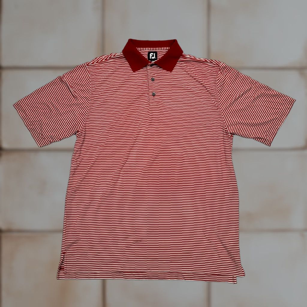 Footjoy Foot Joy FJ Mens XL Red Striped Athletic Polo Shirt Golf Size US XL / EU 56 / 4 - 1 Thumbnail