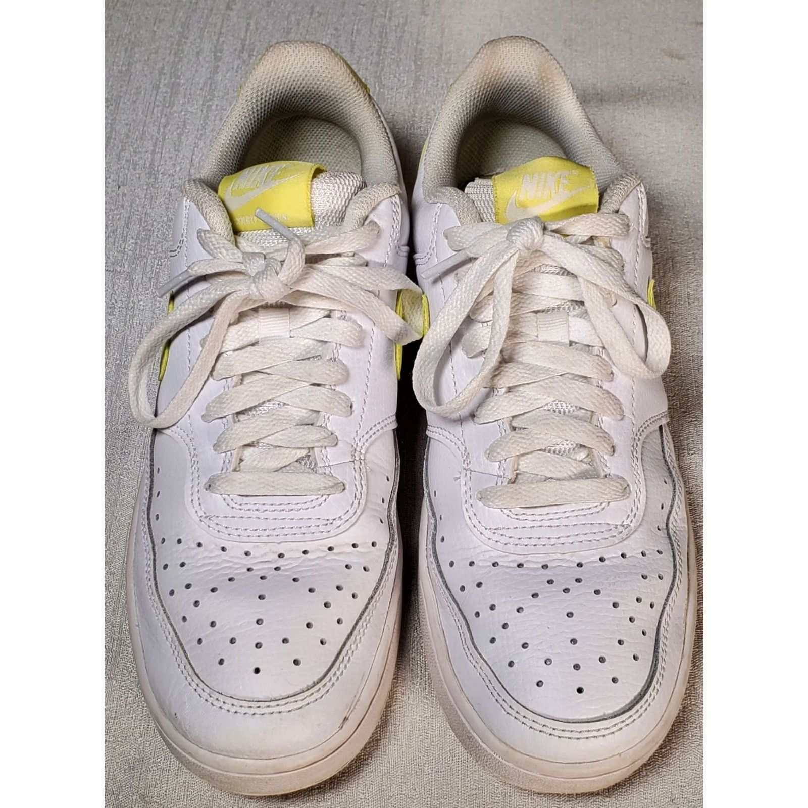 Nike Nike Court Vision White Zitron Leather Low Top Sneakers Women's US 7.5 Shoes Light Yellow White Size M / US 6-8 / IT 42-44 - 6 Thumbnail