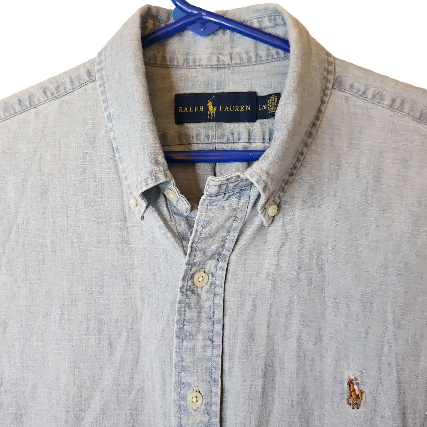 Ralph Lauren Ralph Lauren Denim Chambray Short Sleeve Button-Down Shirt Mens L Blue Size US L / EU 52-54 / 3 - 3 Thumbnail