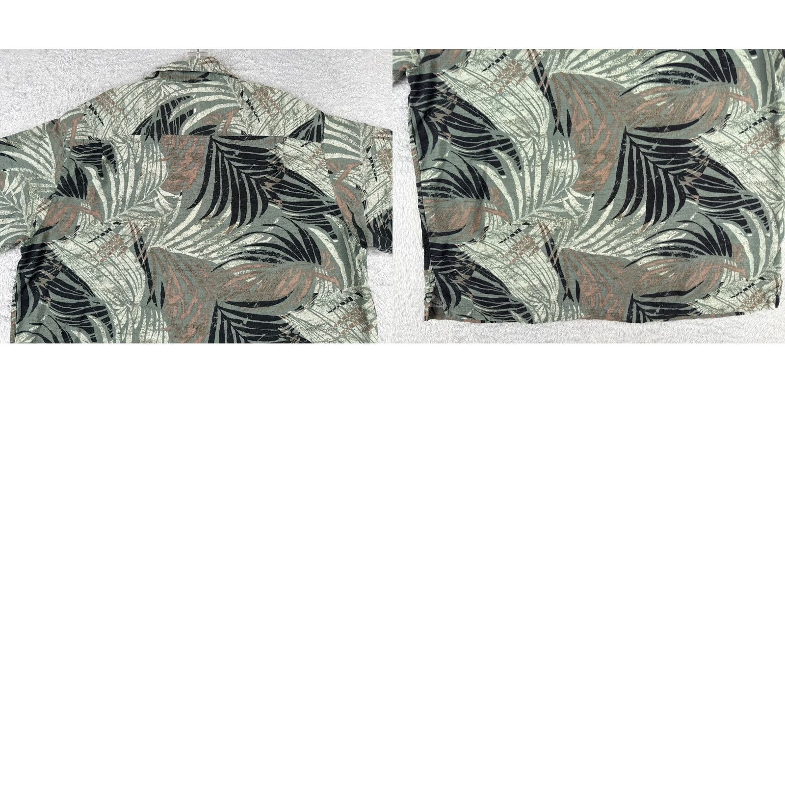 Vintage Caribbean Shirt Men Large Green Floral Palm Leaf Silk Rayon Hawaiian Button-Up Short Sleeve Size US L / EU 52-54 / 3 - 9 Thumbnail