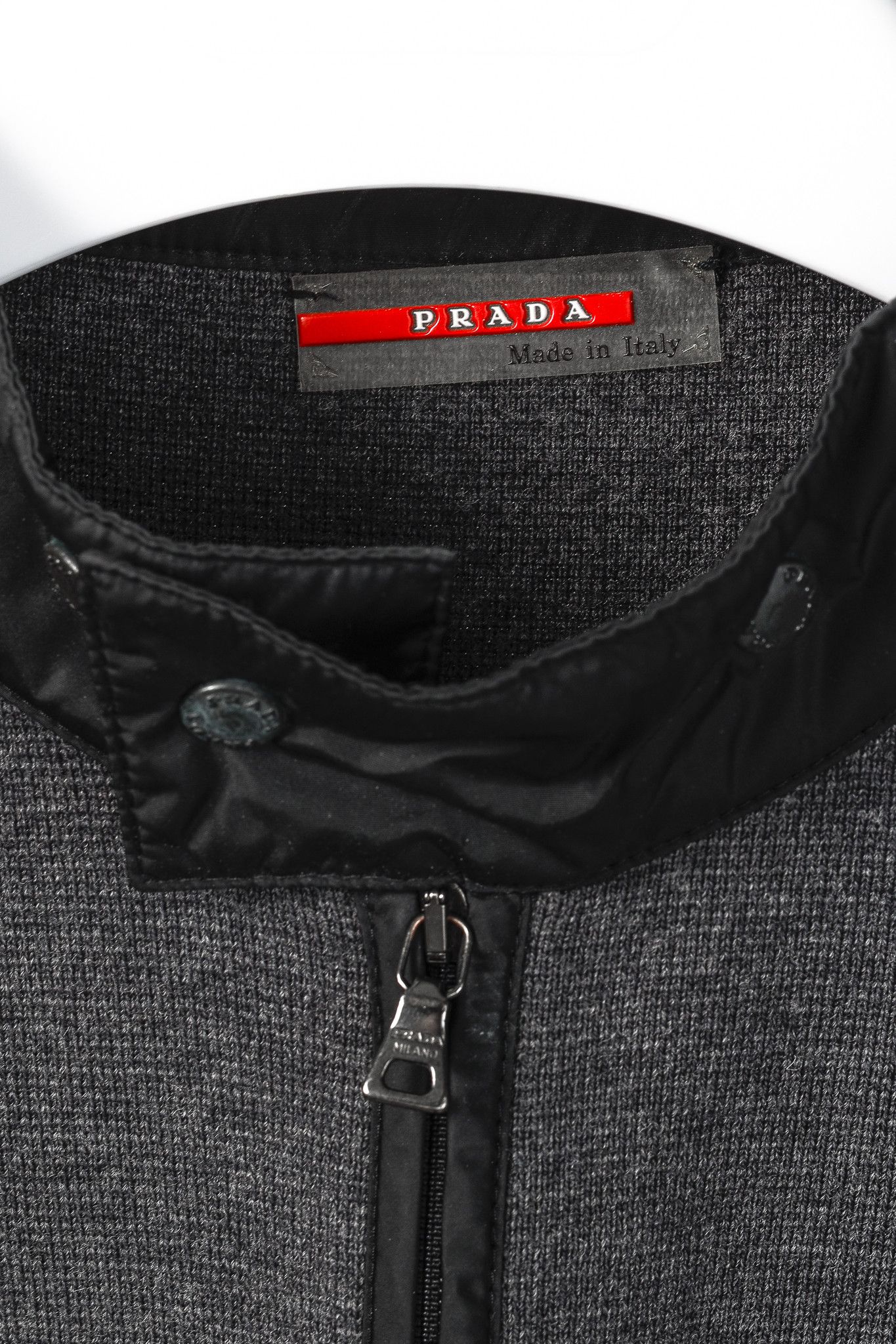 Prada Prada Charcoal Marled-Wool-Knit Mock-Neck Zip Jacket Size M / US 6-8 / IT 42-44 - 4 Thumbnail