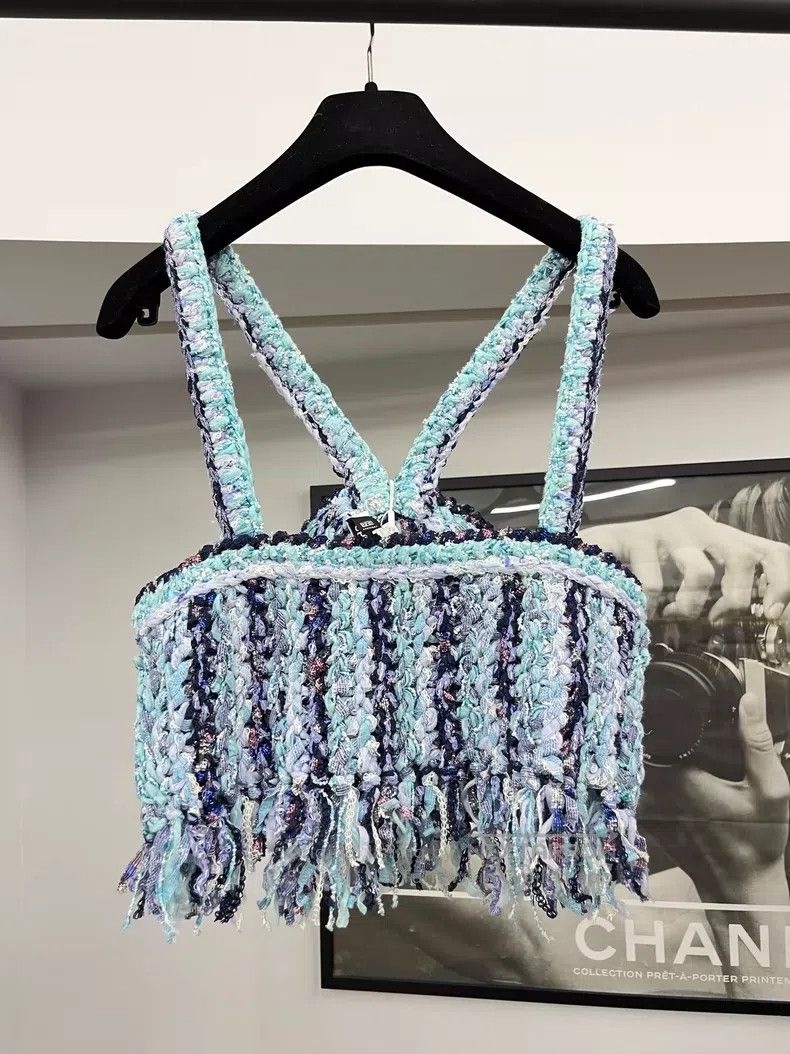 Chanel Chanel Blue sequined tweed tassel suspenders Size XS / US 0-2 / IT 36-38 - 3 Thumbnail