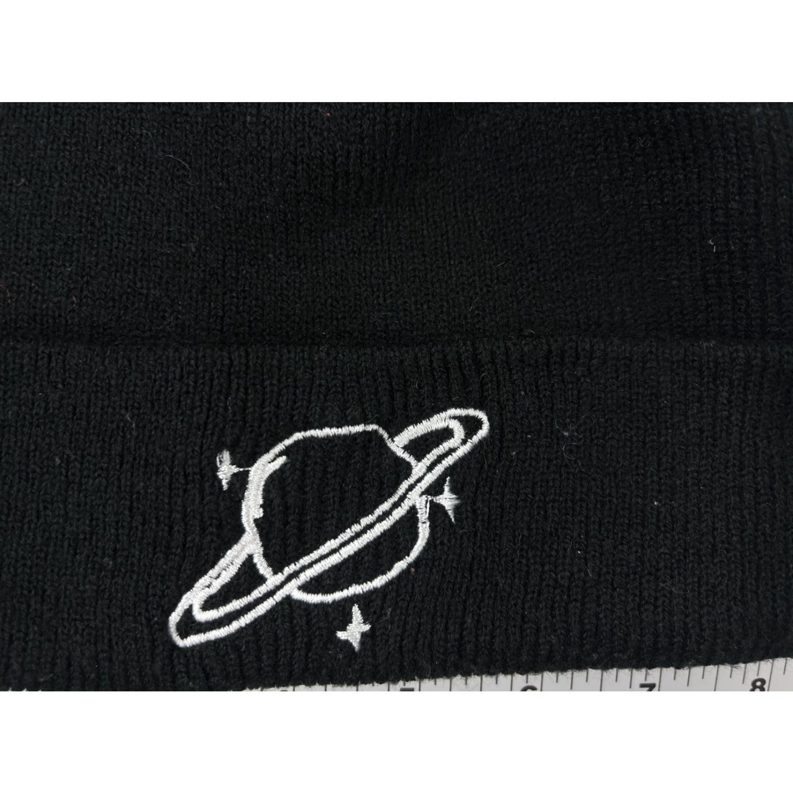 Vintage Planet Saturn Beanie Adult One Size Black Knit 100% Acrylic Snow Ski Size ONE SIZE - 2 Thumbnail