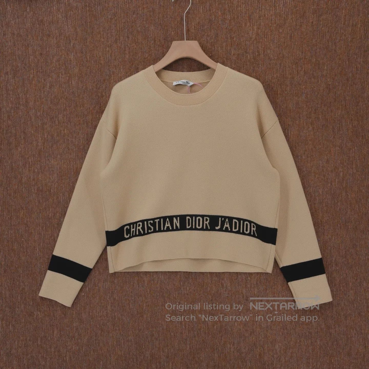 Dior Dior sizeF38 Beige Logo Striped Cashmere Sweater with Hood Size M / US 6-8 / IT 42-44 - 1 Thumbnail