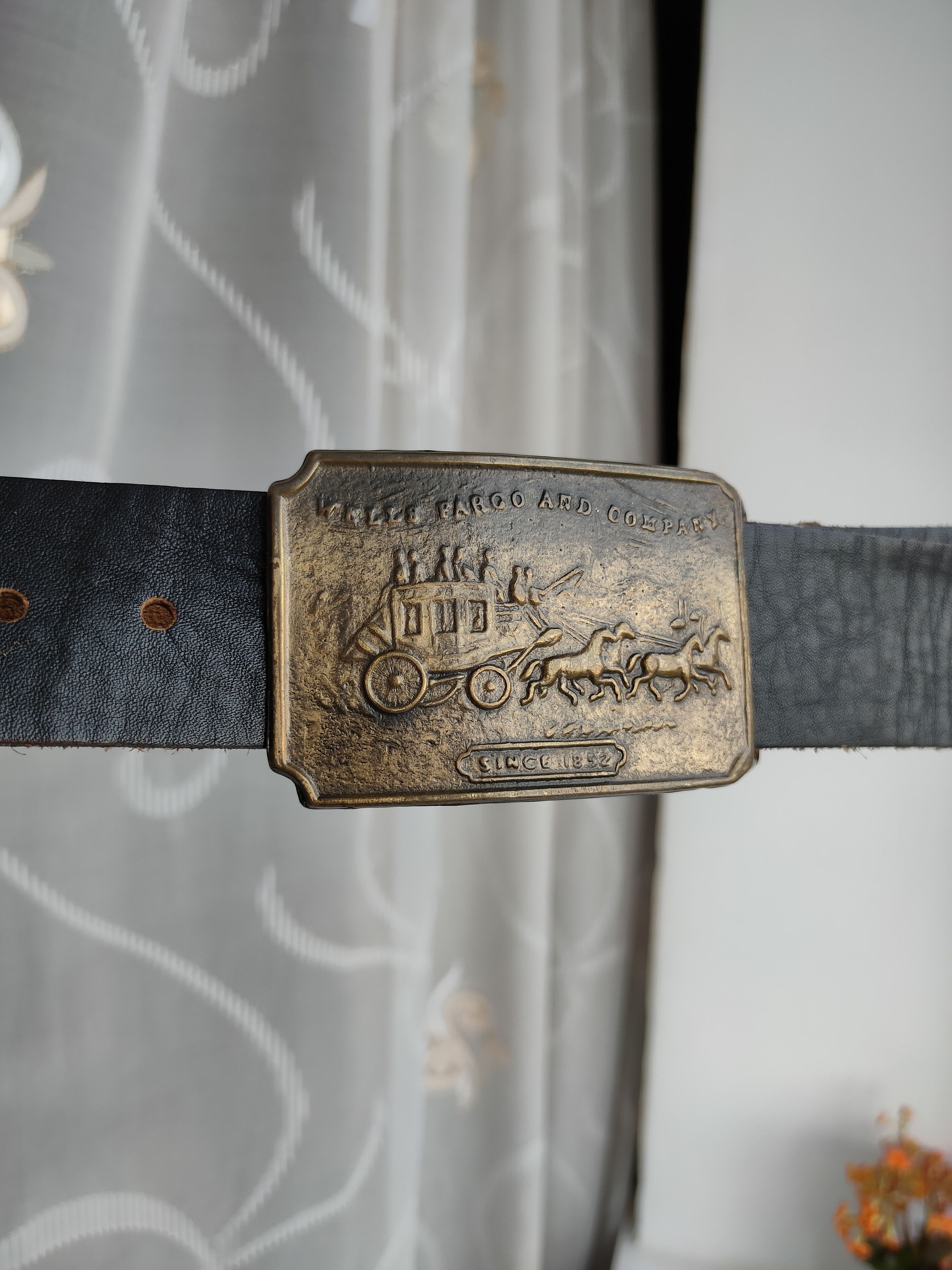 Levi's Wells Farco And Company Vintage Leather Belt Vintage Buckle Size ONE SIZE - 9 Thumbnail