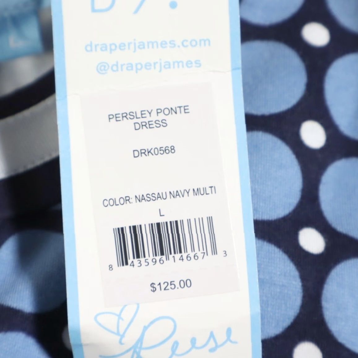 Vintage Draper James Persley Ponte Dotted 3/4 Sleeve Dress Blue Women's L - Shirt Dress Size L / US 10 / IT 46 - 6 Thumbnail