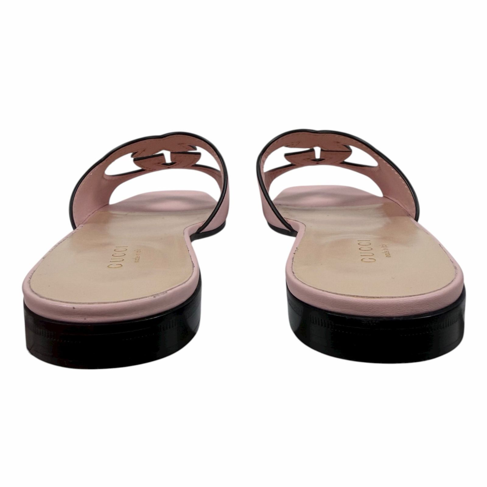 Gucci Gucci Interlocking G Cutout Leather Slide Flat Sandal 37.5 Size US 7.5 / IT 37.5 - 8 Thumbnail