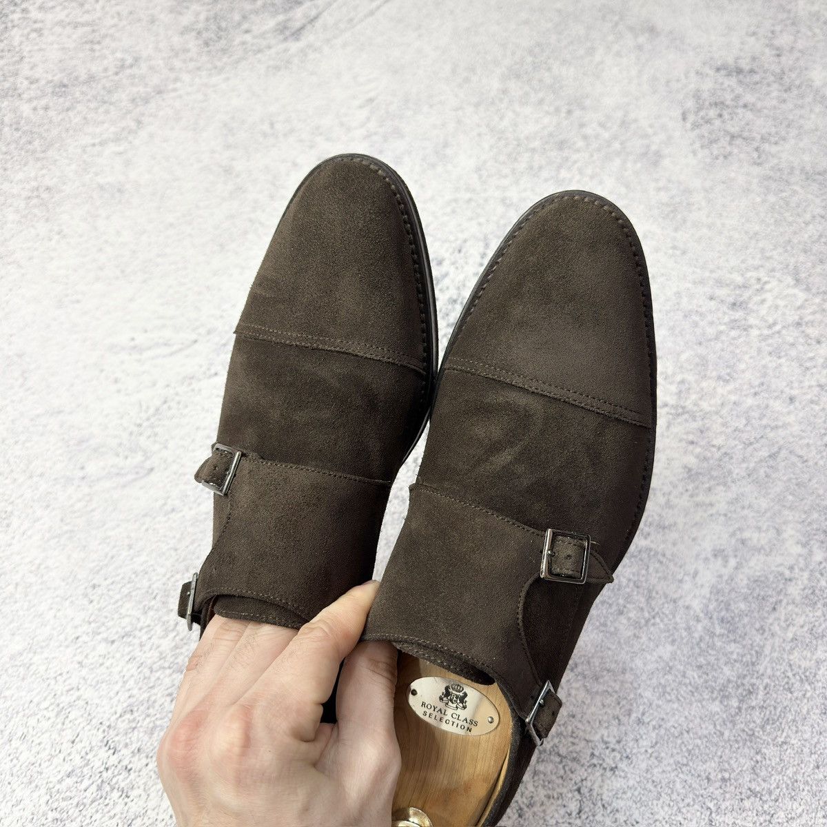 Designer Soci3ty Brown Suede Double Monks US8.5 UK7.5 EU41.5 Size US 8.5 / EU 41-42 - 9 Thumbnail