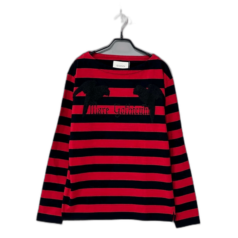 Gucci Red and Black Striped Embroidered Top-2505 Size M / US 6-8 / IT 42-44 - 1 Thumbnail
