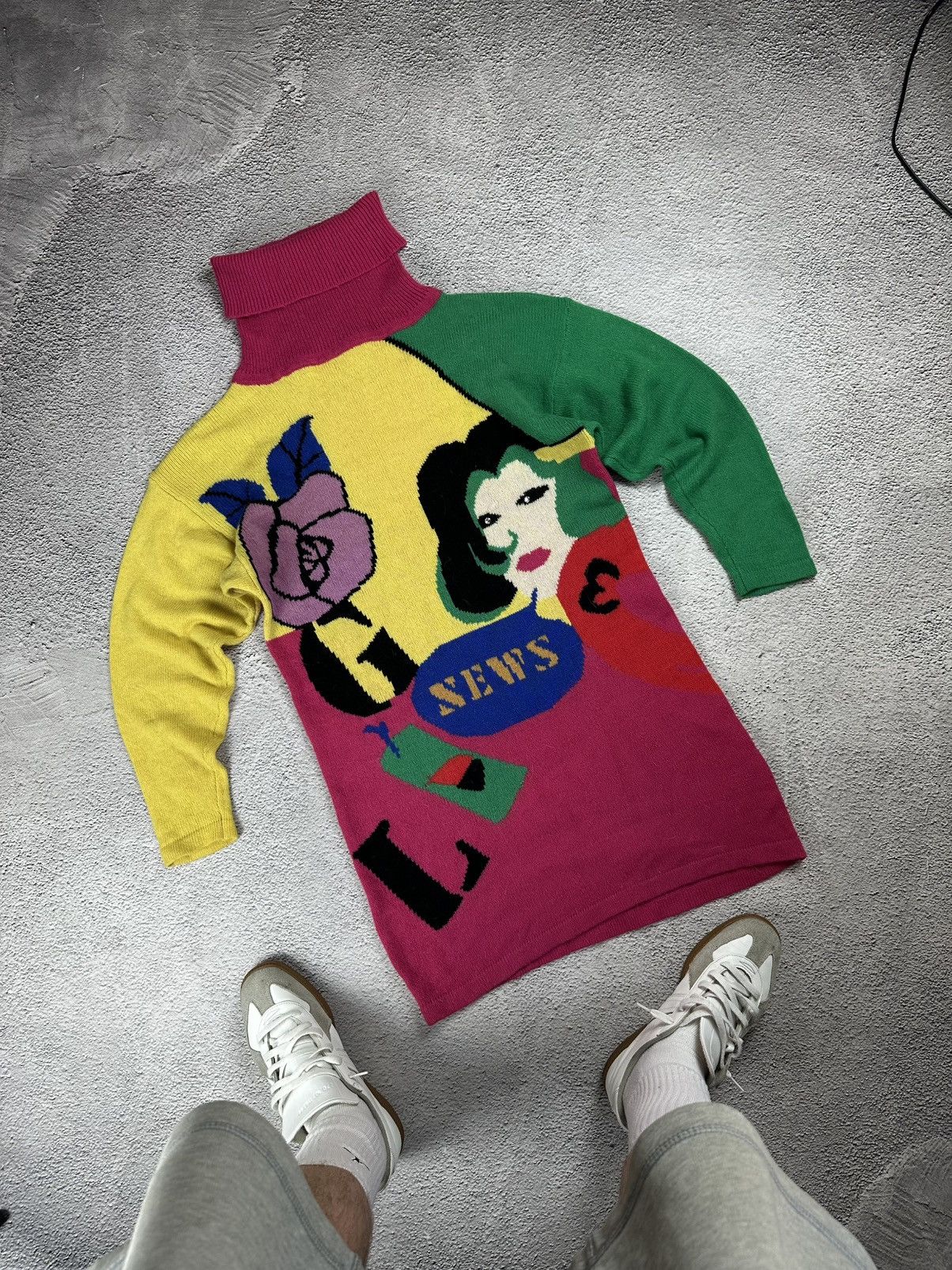 Hysteric Glamour Graph Line 80s Bold Graphic Knit Sweater Tunic Art Colorful Size M / US 6-8 / IT 42-44 - 3 Thumbnail