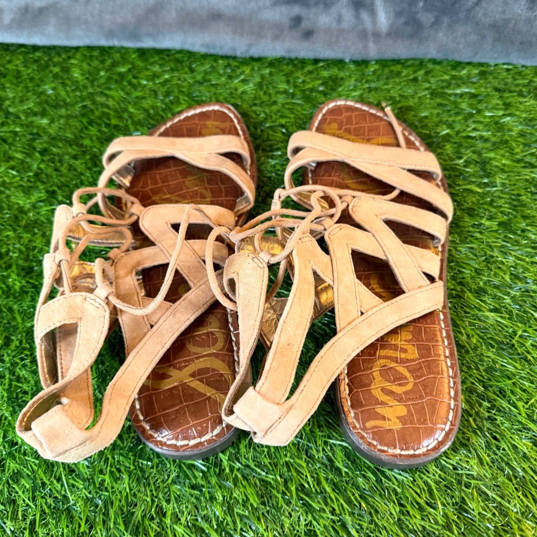 Sam Edelman Sam Edelman Gemma Gladiator Sandals Tan Suede Lace Up Flat Women Size 5.5 Size US 6 / IT 36 - 5 Thumbnail