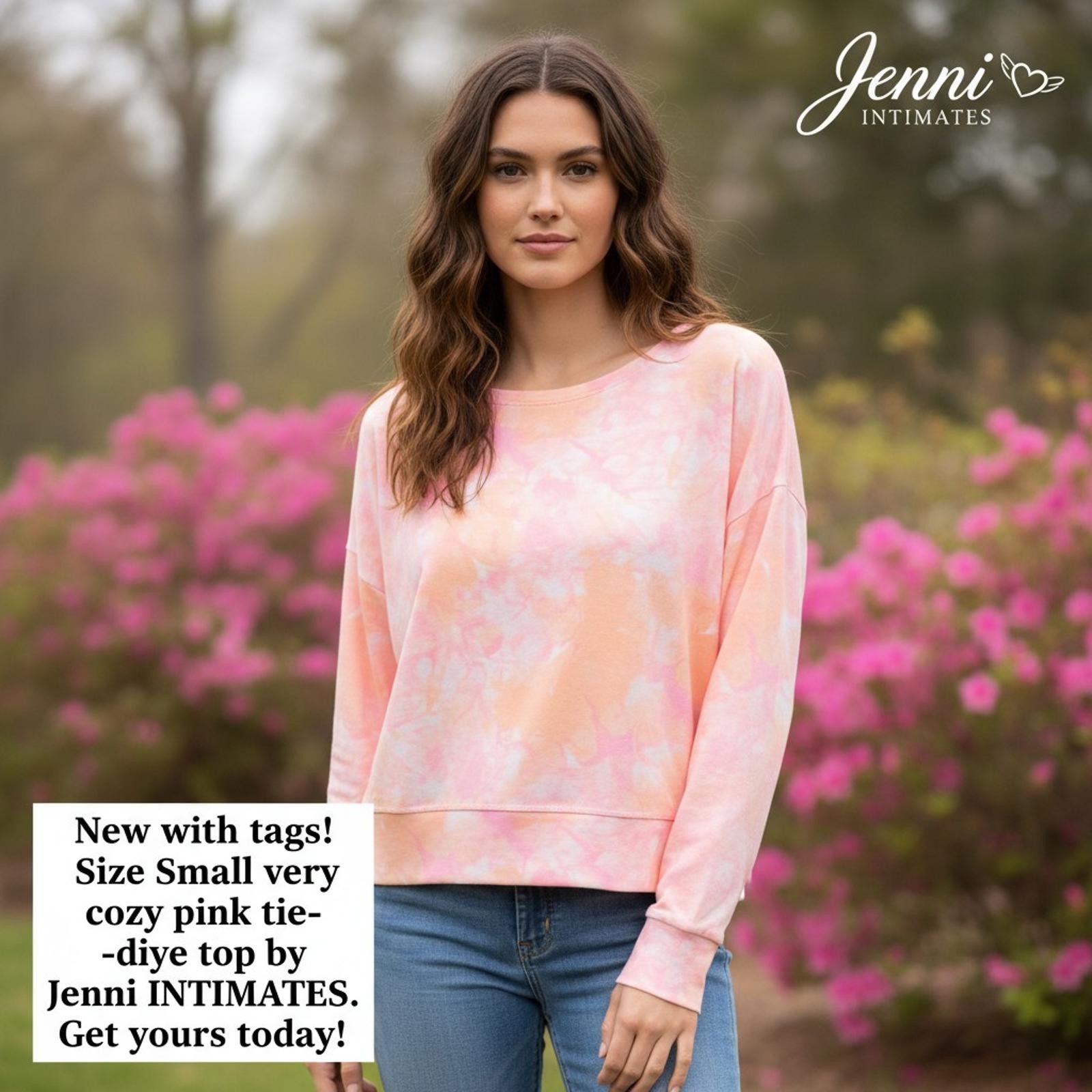Jennifer Lopez Small Cozy Pink Tie-Dye Top by Jenni INTIMATES Size ONE SIZE - 1 Thumbnail
