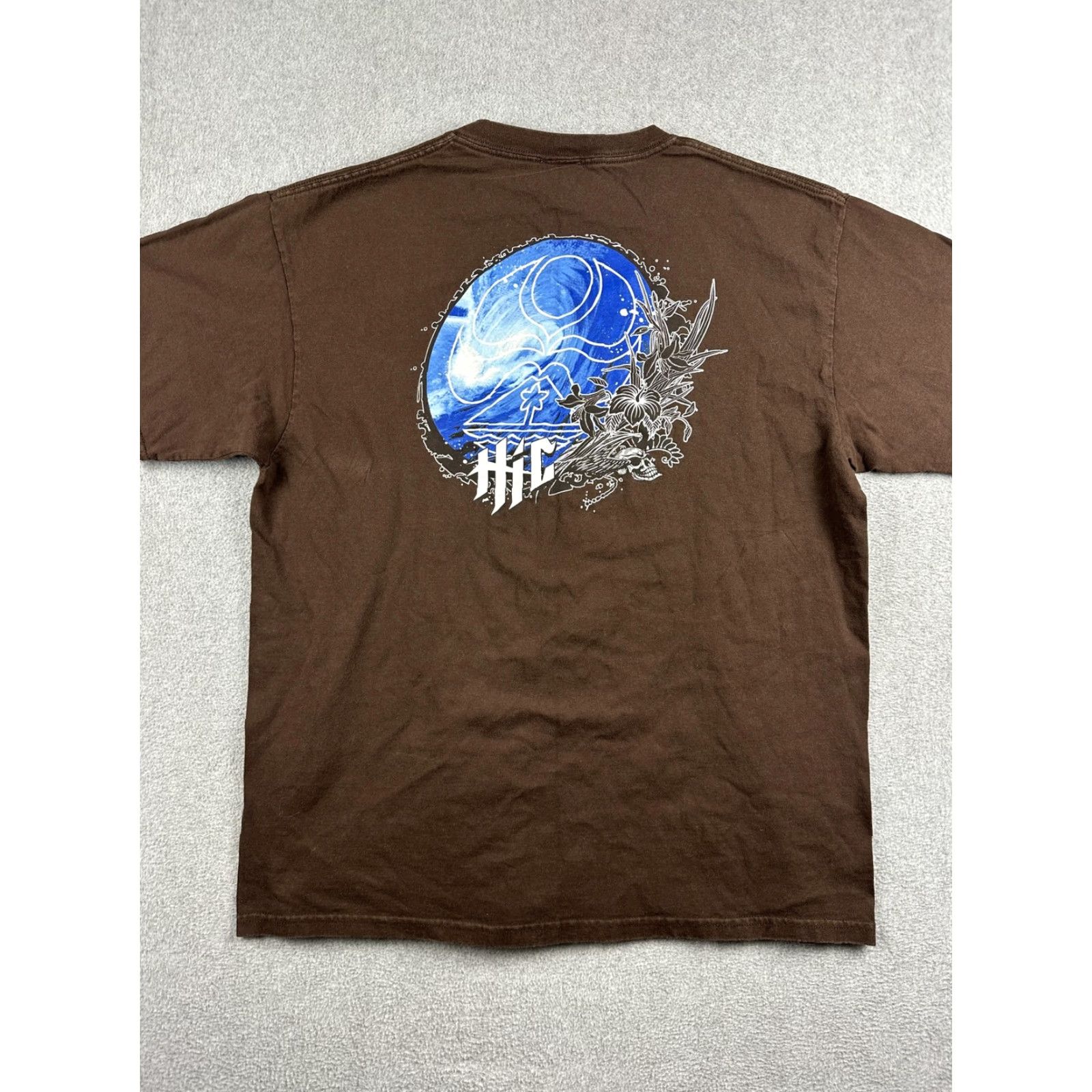 Vintage Hawaiian Island Creations Shirt Mens XL Brown Surf Beach Skull Graphic Tee Size US XL / EU 56 / 4 - 7 Thumbnail